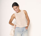 Canottiera beige in maglia
