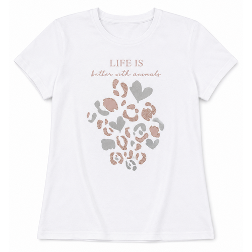 T-SHIRT DONNA CON STAMPA METALLIZZATA