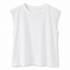 T-SHIRT MANICHE IN PIZZO
