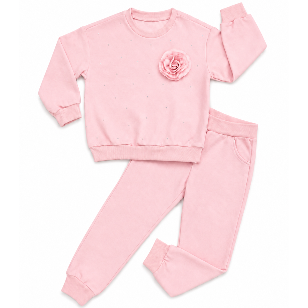 Completo da Bambina con Rosa in Rilievo