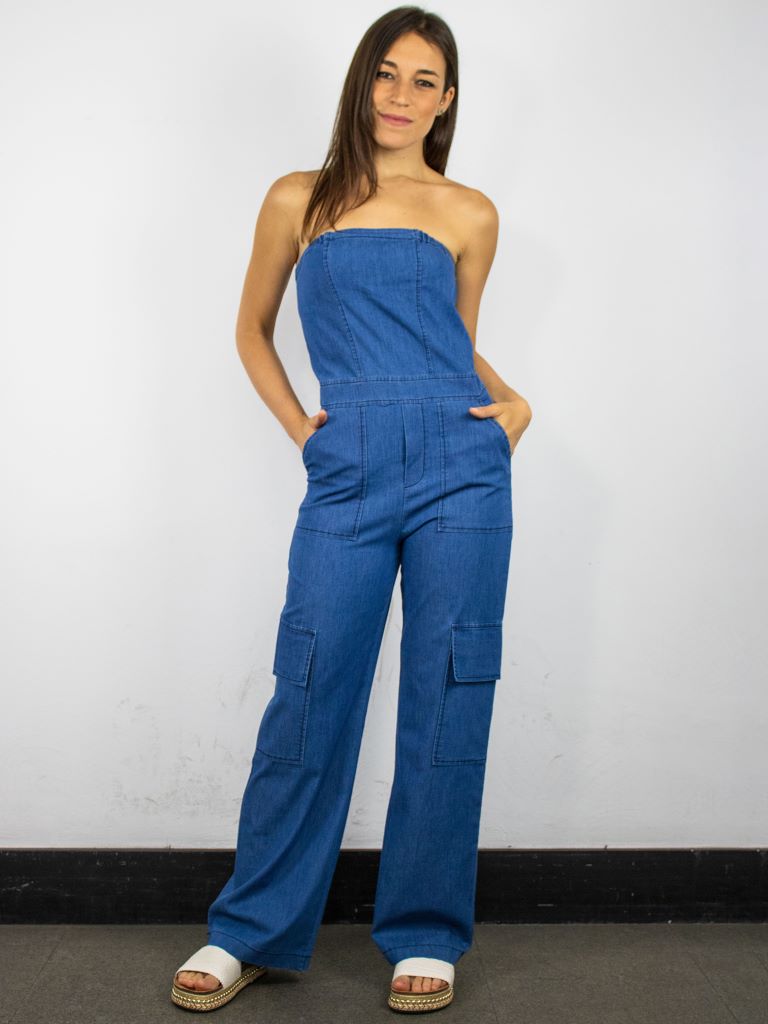Tuta in denim cargo
