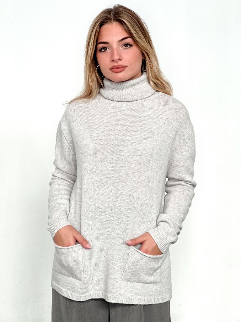 Pullover in misto lana con tasche